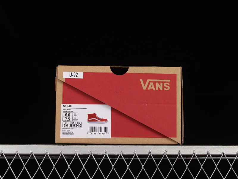 All categories Vans Vans series Vans Hi Vans high-top Vans SK8-Hi Vans official high-end branch classic red and white high-top casual sneakers VN000TS9GYK